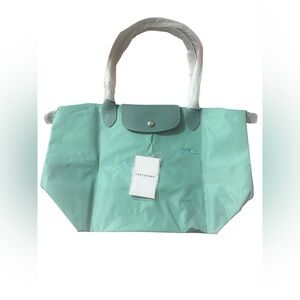 Longchamp Le Pliage Green Lagoon Medium Tote Bag